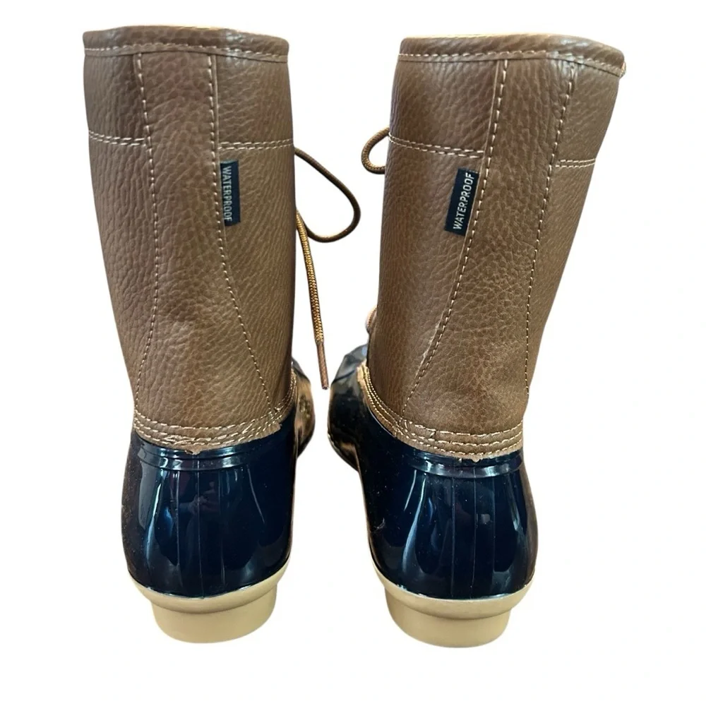 JBU Maplewood Navy/Tan Waterproof Rain Boots NWT Size 10